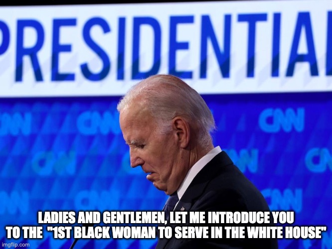 True confession | LADIES AND GENTLEMEN, LET ME INTRODUCE YOU TO THE  "1ST BLACK WOMAN TO SERVE IN THE WHITE HOUSE" | image tagged in president_joe_biden,black lives matter,black woman | made w/ Imgflip meme maker