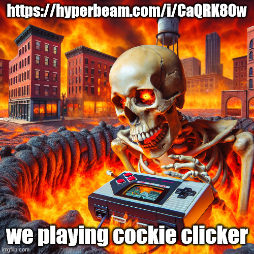 https://hyperbeam.com/i/CaQRK8Ow | https://hyperbeam.com/i/CaQRK8Ow; we playing cockie clicker | image tagged in skull playing the nintendo 64 in michigan | made w/ Imgflip meme maker
