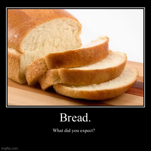 Nothin’ to see here | Bread. | What did you expect? | image tagged in funny,demotivationals,bread,idk | made w/ Imgflip demotivational maker