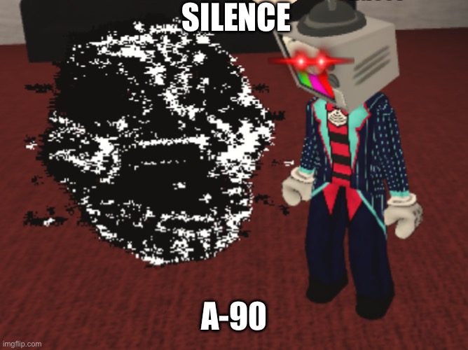 Me when I Deal with A-90 in doors | SILENCE; A-90 | image tagged in mr puzzles staring at a-90,silence crab | made w/ Imgflip meme maker