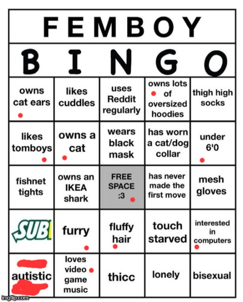 The weird thing is, I'm a tomboy. | image tagged in femboy bingo | made w/ Imgflip meme maker