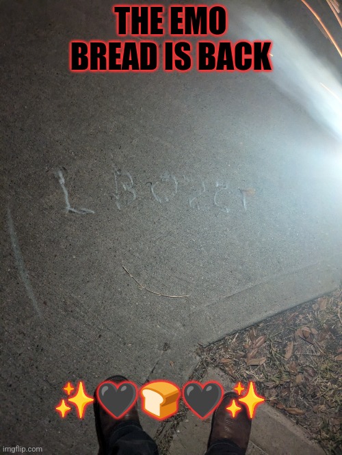 The emo bread is back | THE EMO BREAD IS BACK; ✨🖤🍞🖤✨ | image tagged in face reveal,4th of july | made w/ Imgflip meme maker