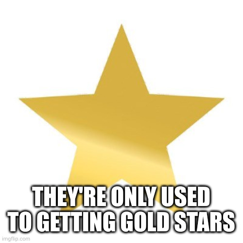 Gold Star Effort | THEY'RE ONLY USED TO GETTING GOLD STARS | image tagged in gold star effort | made w/ Imgflip meme maker