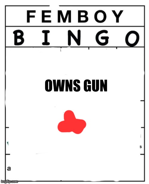 Femboy Bingo | OWNS GUN | image tagged in femboy bingo | made w/ Imgflip meme maker