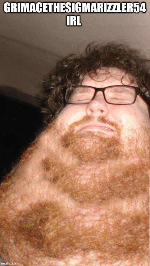 obese neckbearded dude | GRIMACETHESIGMARIZZLER54 IRL | image tagged in obese neckbearded dude | made w/ Imgflip meme maker