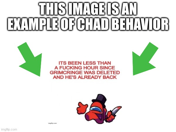 This image is an example of chad behavior | image tagged in this image is an example of chad behavior | made w/ Imgflip meme maker