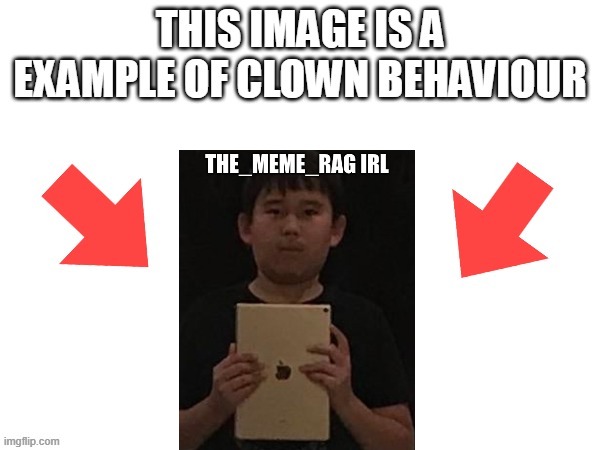 image tagged in this image is a example of clown behaviour | made w/ Imgflip meme maker