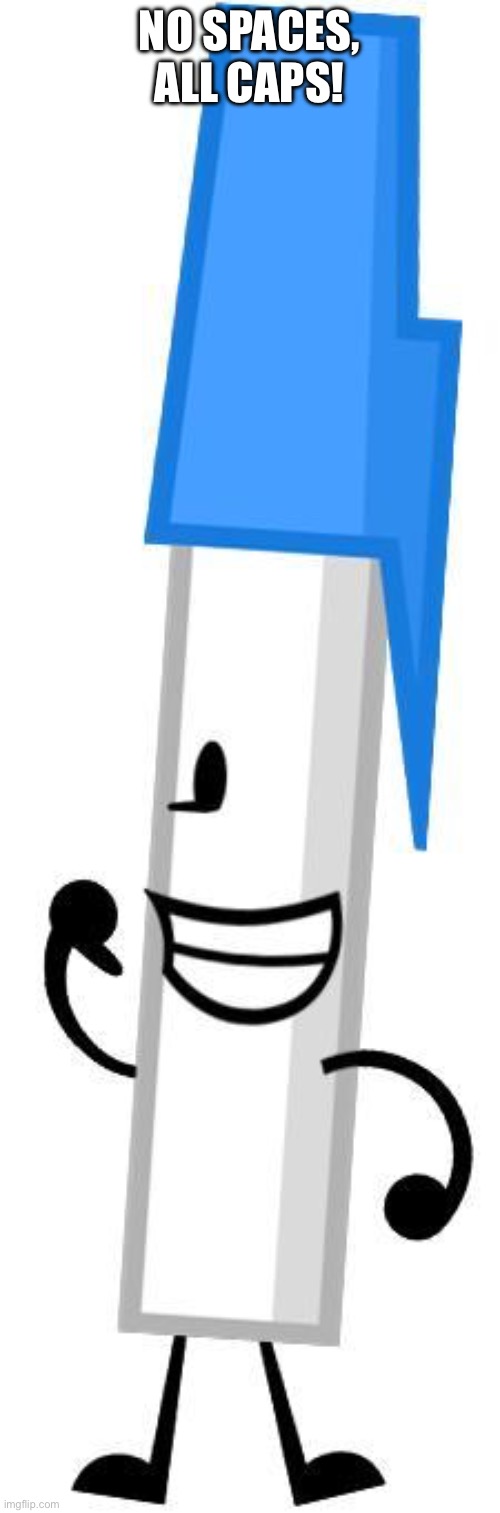 Pen BFDI | NO SPACES, ALL CAPS! | image tagged in pen bfdi | made w/ Imgflip meme maker