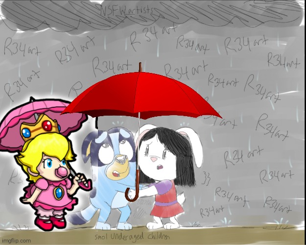 I saved them from rule 34 | image tagged in bluey and elinor,rule 34,is cringe | made w/ Imgflip meme maker