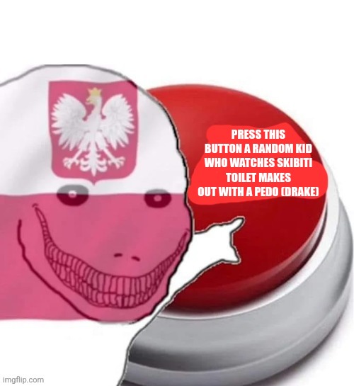 Poland button | PRESS THIS BUTTON A RANDOM KID WHO WATCHES SKIBITI TOILET MAKES OUT WITH A PEDO (DRAKE) | image tagged in poland button | made w/ Imgflip meme maker