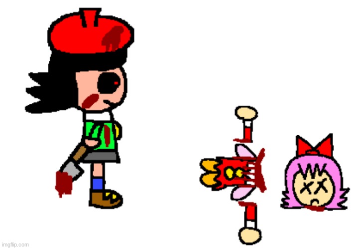 Adeleine Exe Killed Ribbon | image tagged in gore,adeleine,kirby,ribbon,cute,funny | made w/ Imgflip meme maker