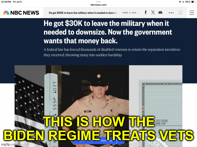 Taking benefits from vets... it's how they roll | THIS IS HOW THE BIDEN REGIME TREATS VETS | image tagged in biden regime,treats vets badly | made w/ Imgflip meme maker