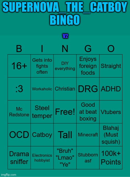 High Quality Supernova bingo v2 Blank Meme Template