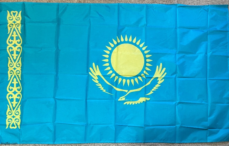 My Kazakhstan flag | image tagged in flag,kazakhstan | made w/ Imgflip meme maker