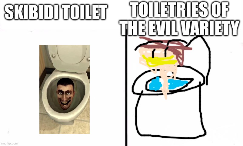 Bathroom appliance used for urinating that contains a sentient head plus bigoted and toxic towards others | TOILETRIES OF THE EVIL VARIETY; SKIBIDI TOILET | image tagged in divided we stand united we fall,skibidi toilet,toilet,toilet humor,evolution,funny | made w/ Imgflip meme maker