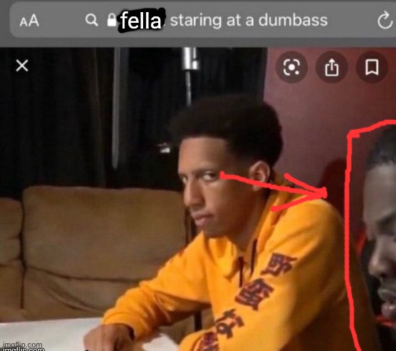 fella staring at a dumbass | image tagged in fella staring at a dumbass | made w/ Imgflip meme maker