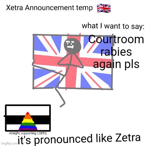 Xetra announcement temp | Courtroom rabies again pls | image tagged in xetra announcement temp | made w/ Imgflip meme maker