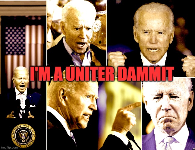 Biden the Uniter | I'M A UNITER DAMMIT | image tagged in joe biden,biden,maga,democrats,2024 election | made w/ Imgflip meme maker