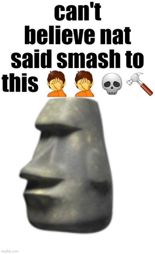 Can’t believe nat said smash to this | image tagged in can t believe nat said smash to this,moai | made w/ Imgflip meme maker