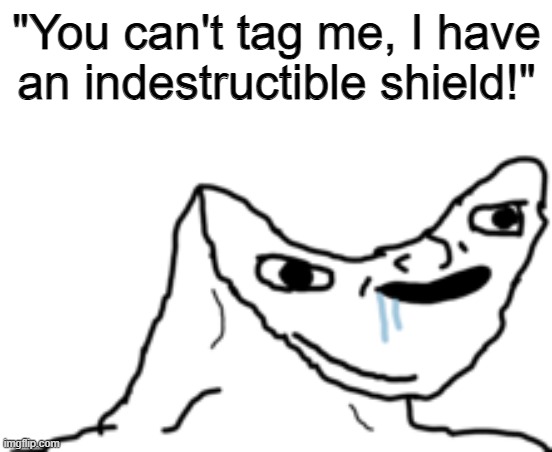 bro... | "You can't tag me, I have an indestructible shield!" | image tagged in dumb wojak,that one kid,that one friend,why,cheating,cheater | made w/ Imgflip meme maker