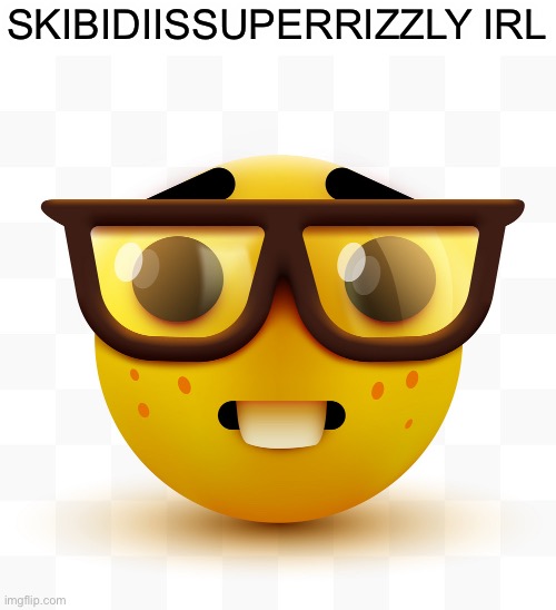 Nerd emoji | SKIBIDIISSUPERRIZZLY IRL | image tagged in nerd emoji | made w/ Imgflip meme maker