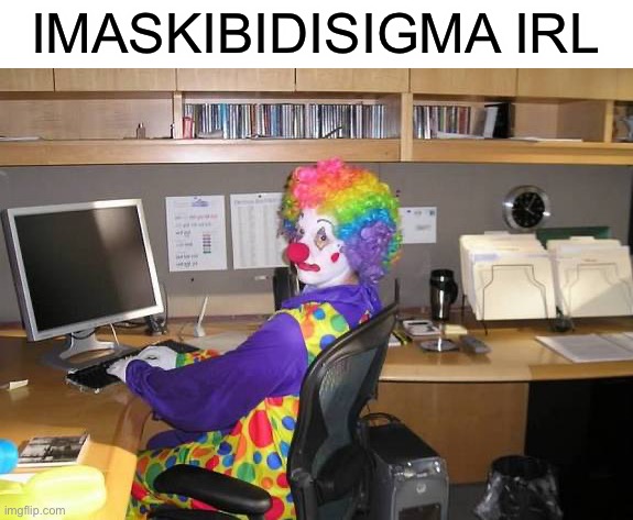clown computer | IMASKIBIDISIGMA IRL | image tagged in clown computer | made w/ Imgflip meme maker