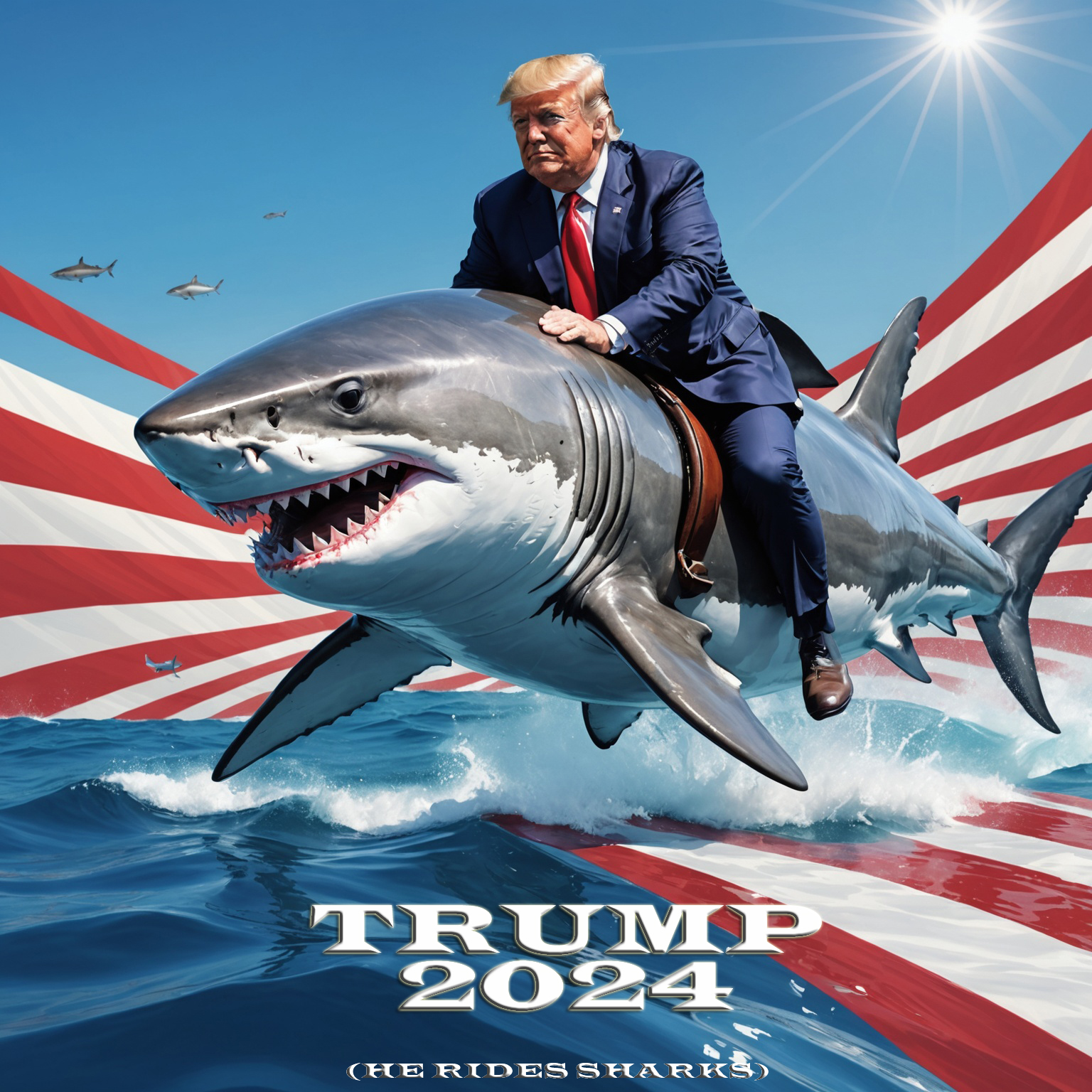 High Quality Trump celebrates shark week Blank Meme Template
