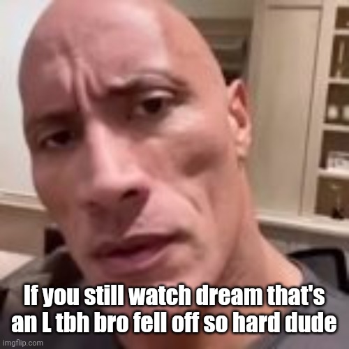 huh | If you still watch dream that's an L tbh bro fell off so hard dude | image tagged in huh | made w/ Imgflip meme maker