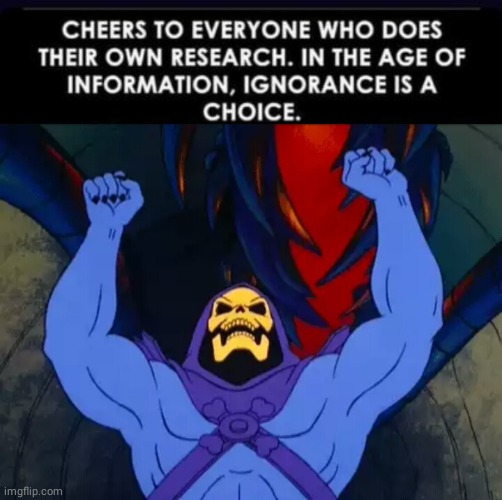 Skeletor ignorance | image tagged in skeletor victory | made w/ Imgflip meme maker