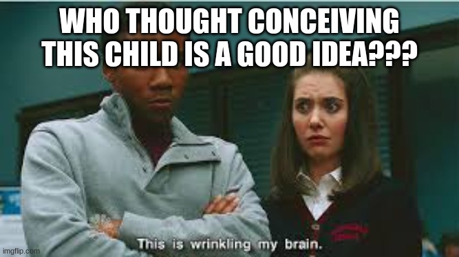 confused troy | WHO THOUGHT CONCEIVING THIS CHILD IS A GOOD IDEA??? | image tagged in confused troy | made w/ Imgflip meme maker