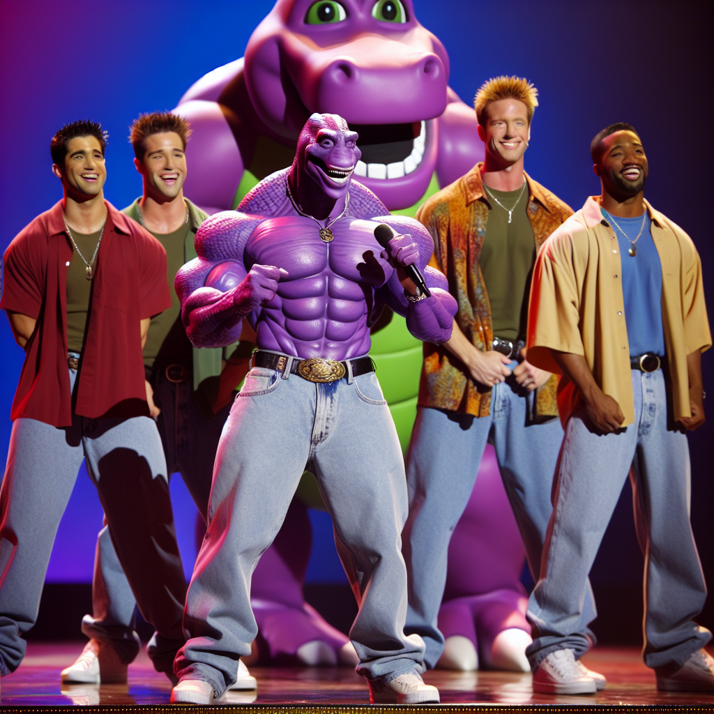 High Quality Buff Barney performing with back street boys Blank Meme Template