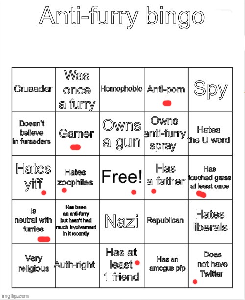 It's crazy how I got a bingo in this when I'm a furry, not an anti-furry | image tagged in anti-furry bingo | made w/ Imgflip meme maker