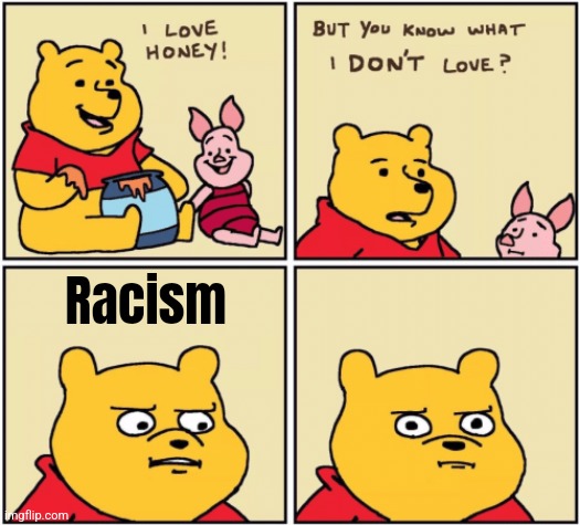 upset pooh | Racism | image tagged in upset pooh | made w/ Imgflip meme maker