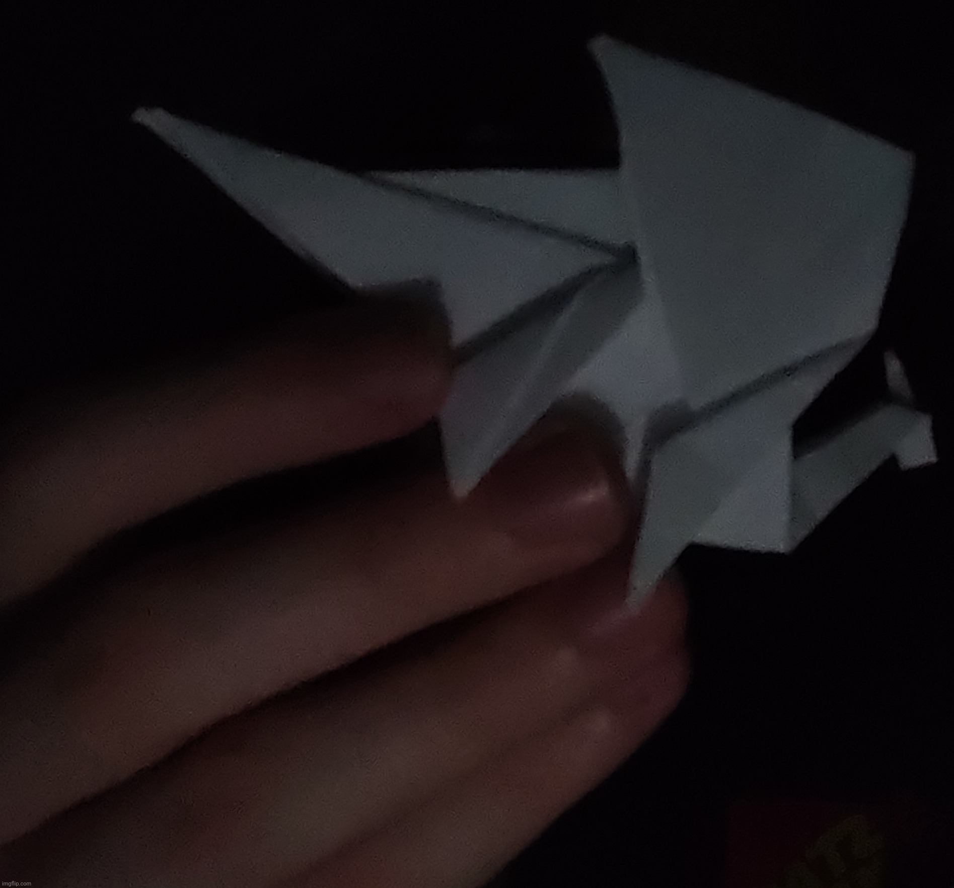 Origami dragon I made in bed at 2AM | image tagged in origami | made w/ Imgflip meme maker