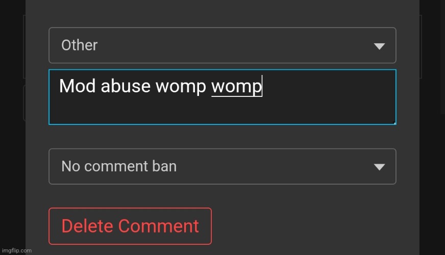 Mod abuse womp womp | image tagged in mod abuse womp womp | made w/ Imgflip meme maker