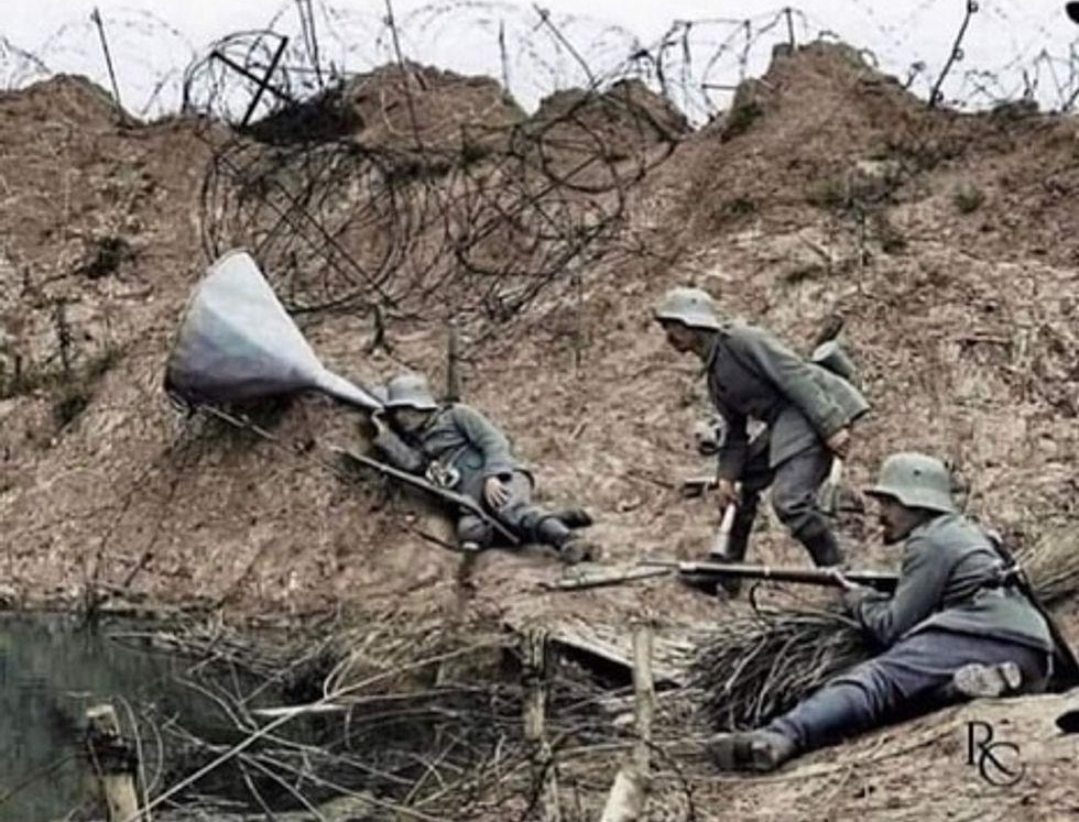 German soldier listening Blank Meme Template