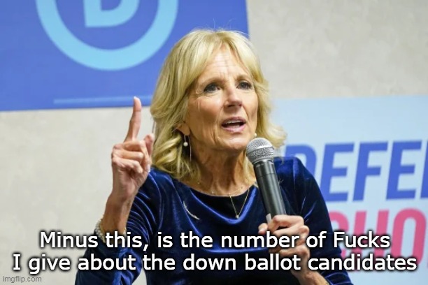 Minus this, is the number of Fucks I give about the down ballot candidates | made w/ Imgflip meme maker