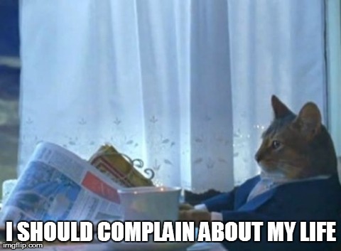 I Should Buy A Boat Cat | I SHOULD COMPLAIN ABOUT MY LIFE | image tagged in memes,i should buy a boat cat | made w/ Imgflip meme maker