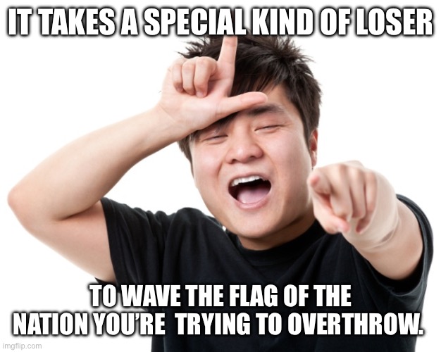 Special kind of loser | IT TAKES A SPECIAL KIND OF LOSER; TO WAVE THE FLAG OF THE NATION YOU’RE  TRYING TO OVERTHROW. | image tagged in you're a loser | made w/ Imgflip meme maker