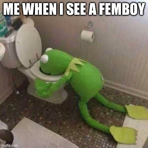 Kermit Throwing Up | ME WHEN I SEE A FEMBOY | image tagged in kermit throwing up | made w/ Imgflip meme maker