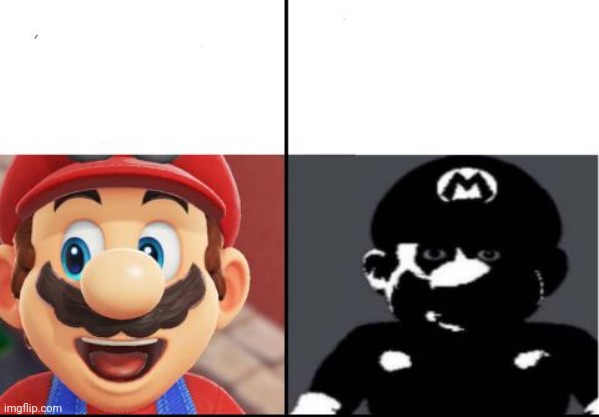 Happy mario Vs Dark Mario | image tagged in happy mario vs dark mario | made w/ Imgflip meme maker