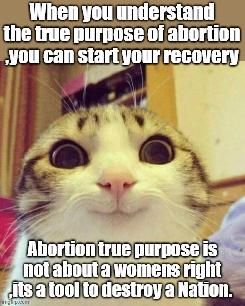 Abortion is racist.ASK Marget Sanger founder of PP. Racism, Eugenics, & Hatred: The Truth Behind Planned Parenthood Founder. | When you understand the true purpose of abortion ,you can start your recovery; Abortion true purpose is not about a womens right ,its a tool to destroy a Nation. | image tagged in memes,smiling cat | made w/ Imgflip meme maker