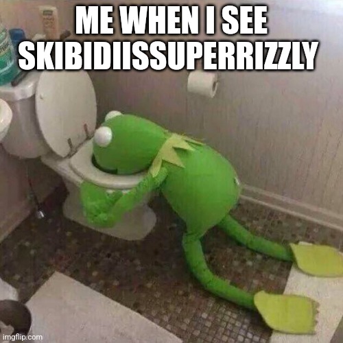 Kermit Throwing Up | ME WHEN I SEE SKIBIDIISSUPERRIZZLY | image tagged in kermit throwing up | made w/ Imgflip meme maker