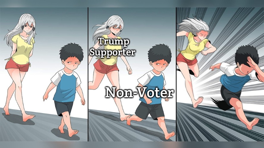 Ara Ara Chase | Trump Supporter; Non-Voter | image tagged in ara ara chase,slavic,trump | made w/ Imgflip meme maker