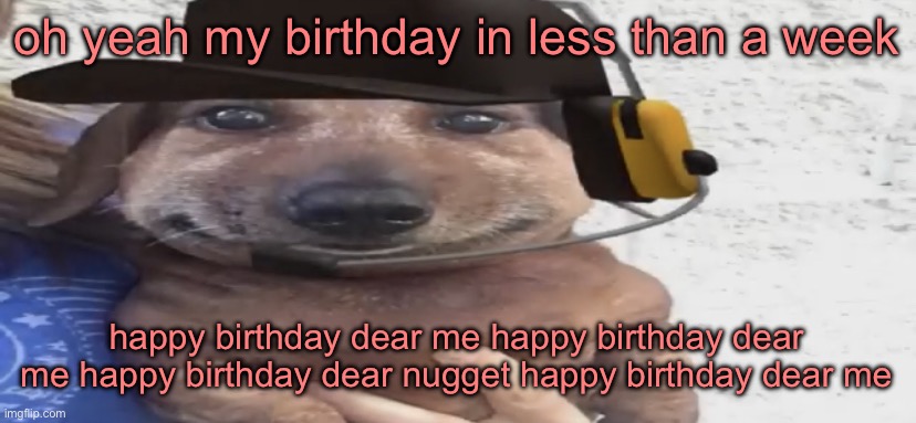 chucklenuts | oh yeah my birthday in less than a week; happy birthday dear me happy birthday dear me happy birthday dear nugget happy birthday dear me | image tagged in chucklenuts | made w/ Imgflip meme maker