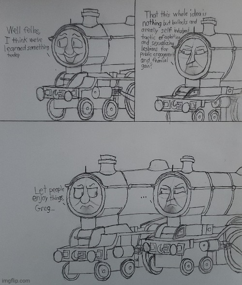 Warm up comic after a 5 day stay at a cruise | image tagged in engines of eight,thomas the tank engine,comic,drawing | made w/ Imgflip meme maker