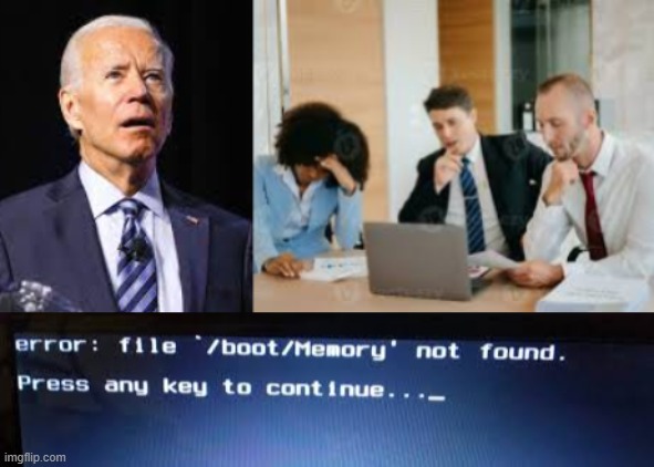 biden memory error | image tagged in biden,dementia,handlers | made w/ Imgflip meme maker