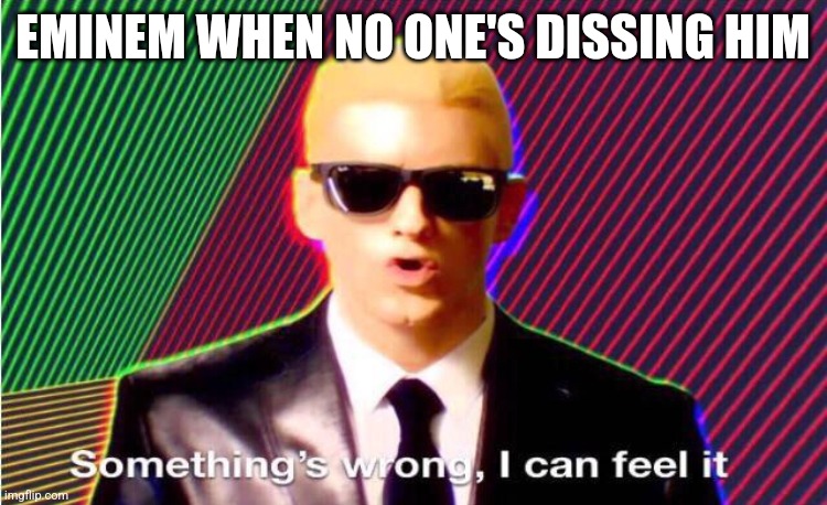 Something's wrong I can feel it | EMINEM WHEN NO ONE'S DISSING HIM | image tagged in something s wrong | made w/ Imgflip meme maker