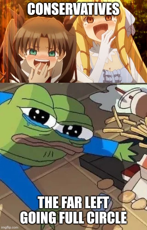 Anime girls laughing at Pepe