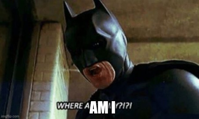 Batman Where Are They 12345 | AM I | image tagged in batman where are they 12345 | made w/ Imgflip meme maker